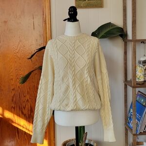 Moditec Wool Blend Fisherman Cable Knit Sweater Size Medium